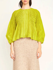 Mirth Ynez Hand Smocked Blouse in Citronelle