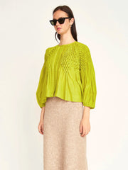Mirth Ynez Hand Smocked Blouse in Citronelle