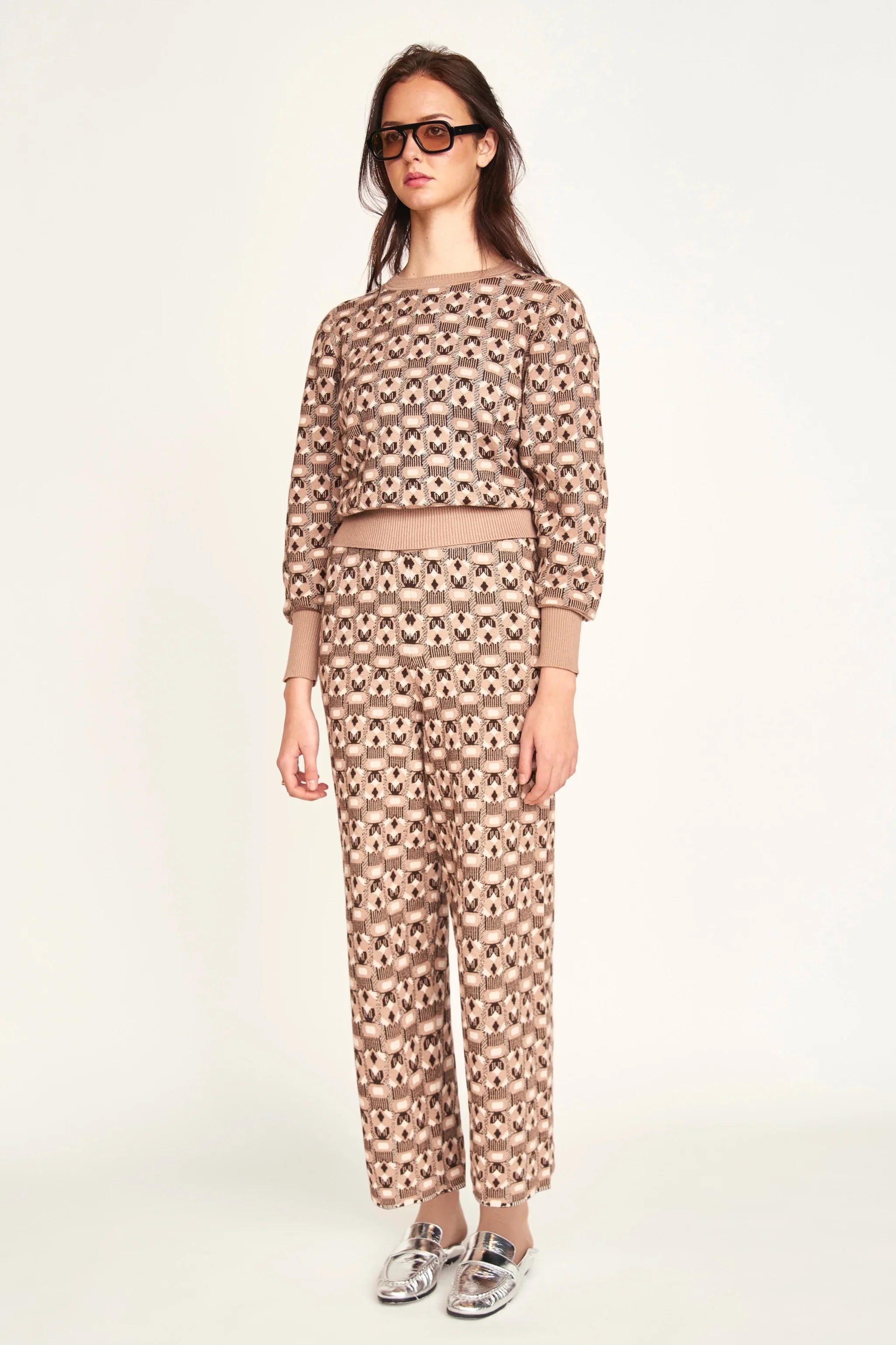 Mirth Dover Knit Pant in Milkweed Coeur Jacquard