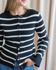 Rosalyn Stripe Cardigan- Black