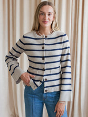 Rosalyn Stripe Cardigan- Taupe